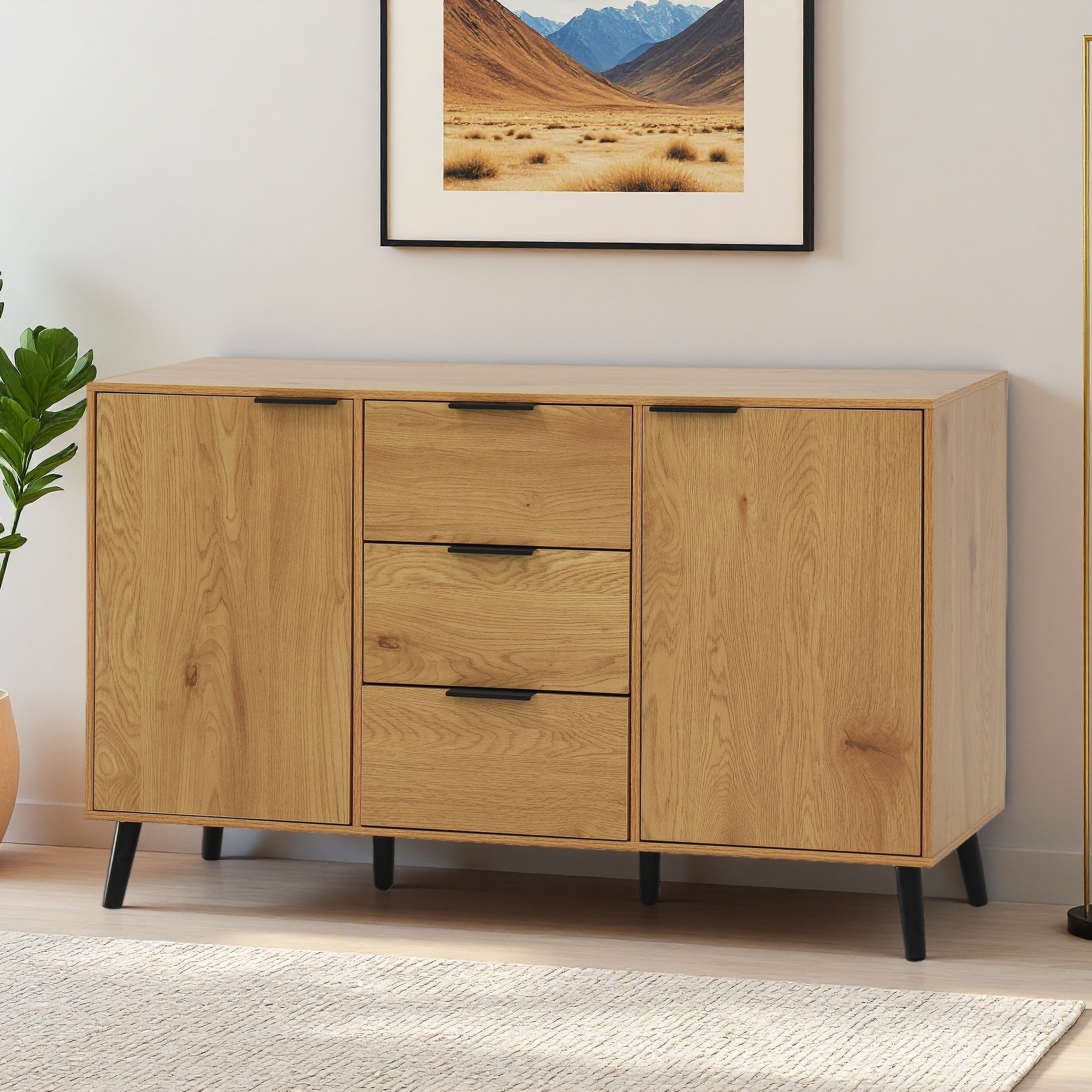 Kitchen Sideboard Buffet Cabinet with 3 Drawers and 2 Doors