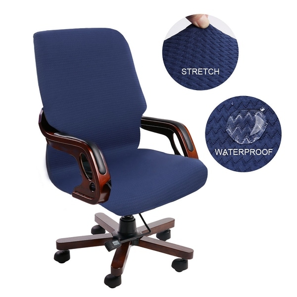 Office Elastic Computer Seat Cover,Washable Swivel Chair Cover Navy Blue L 