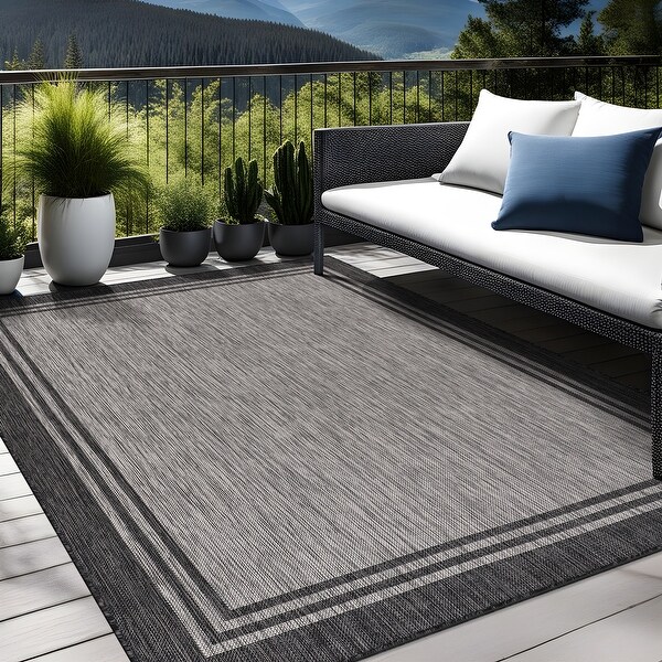 Washable Quick-Drying Indoor/Outdoor Rug, Bordered, Farmhouse