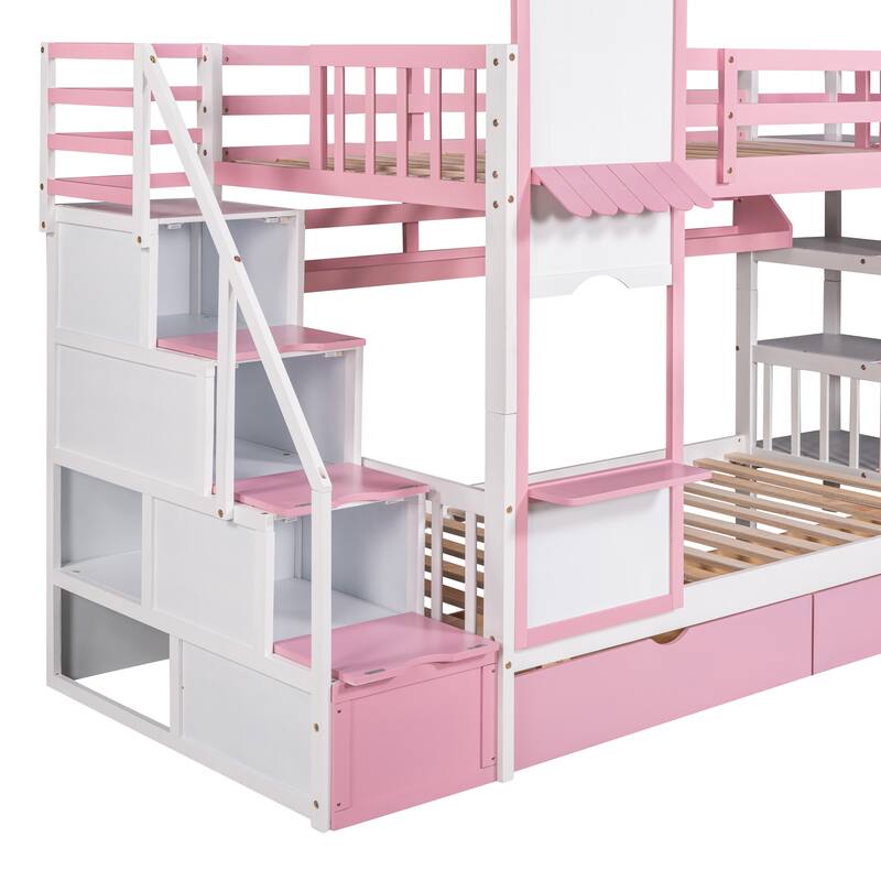 Twin-Over-Twin Castle Style Bunk Bed