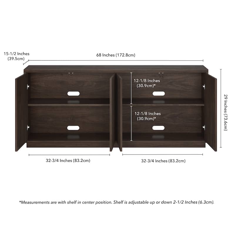 Alston 68" Wide Rectangular Fluted Buffet Table - 68" Wide