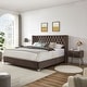 Brown King Size bed with one nightstand and Button designed Headboard ...
