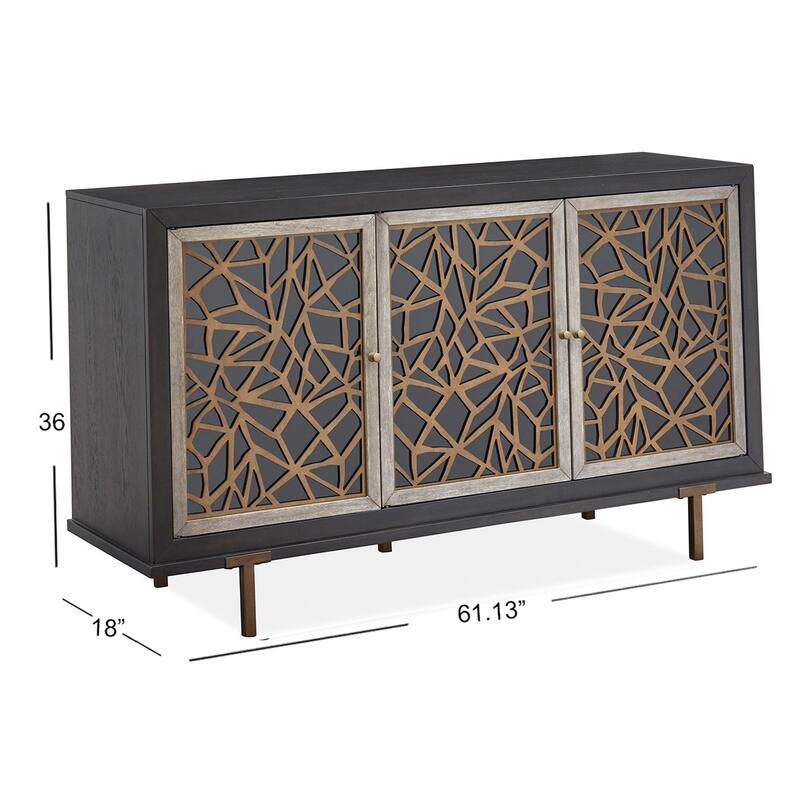 Magnussen Home Ryker Nocturn Black And Coventry Grey Server - 61.13''W x 18''D x 36''H
