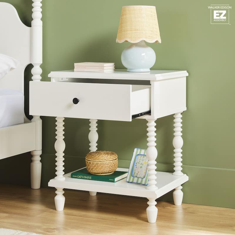 Walker Edison Easy Assembly Solid Wood 1-Drawer Nightstand