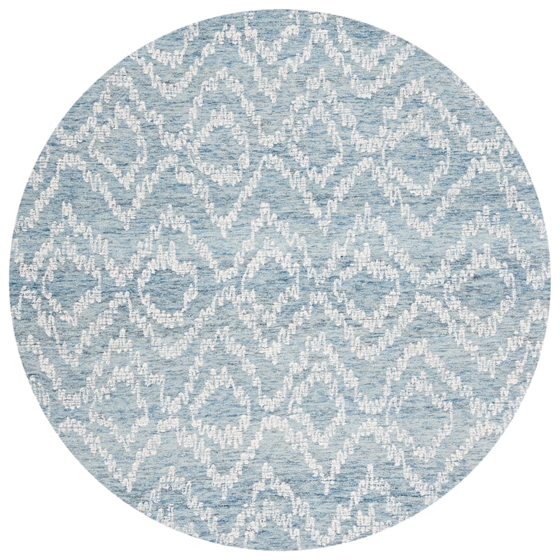 SAFAVIEH Handmade Metro Balbine French Country Wool Rug - 6' Round - Natural/Blue