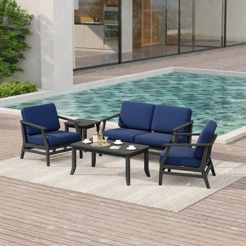 Outdoor Conversation Set Patio Chair, Loveseat with Tables