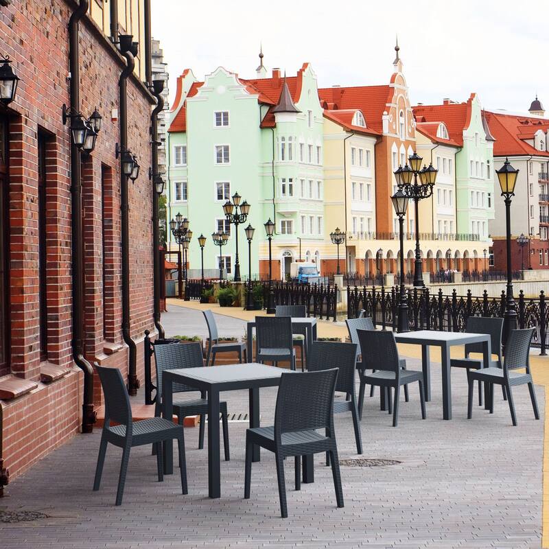 31.5" Gray Wickerlook Square Patio Dining Table