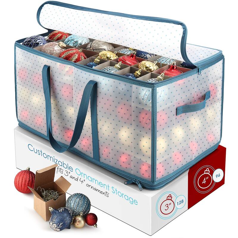 Hearth & Harbor Christmas Ornament Storage Box - 12" x 12" x 24" - Plastic