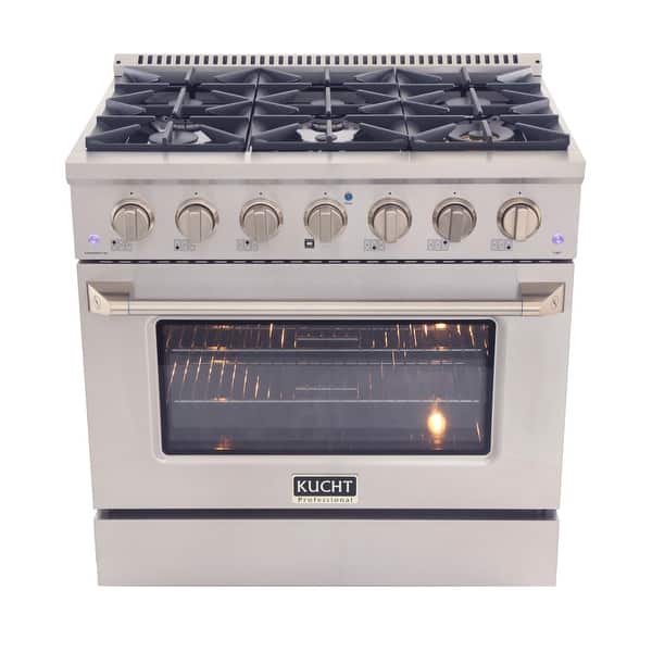 slide 2 of 45, KUCHT 36 in. 5.2 cu. ft. Propane Gas Range with Sealed Burners and Convection Oven with interchangeable color door. Silver