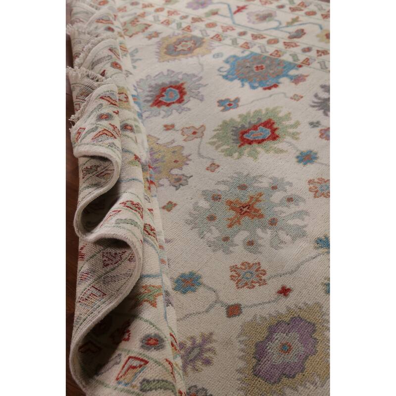 Hand Knotted Oriental 100% Wool Carpet Transitional All-Over Beige & Ivories Oushak Area Rug - 17' 10'' X 9' 1''