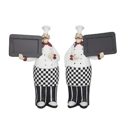 Polystone Chef Decorative Sculpture with Chalkboards - Set of 2 Black - Roche River Decor