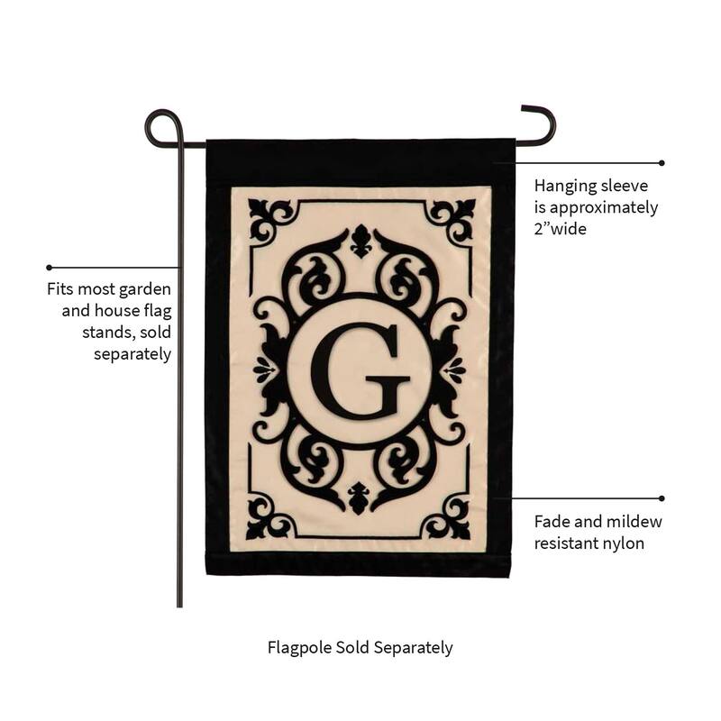 12.5 in. x 18 in. Cambridge Monogram Garden Applique Flag Letter G