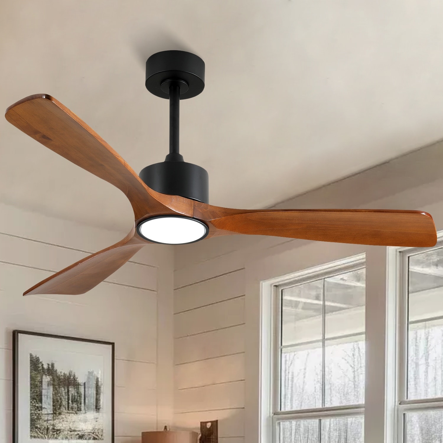 52 Inch Ceiling Fan With Light Kit Dimmable LED,Remote Control for Patio Living Room, Bedroom, Office - 52 Inches