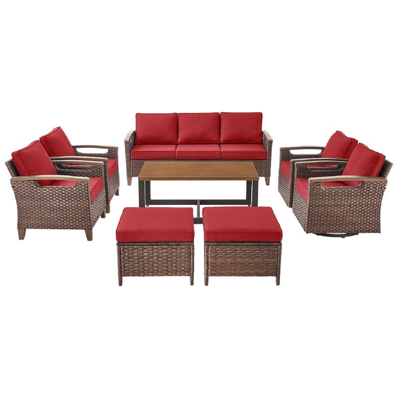 Pocassy Patio Sofa PE Wicker Set
