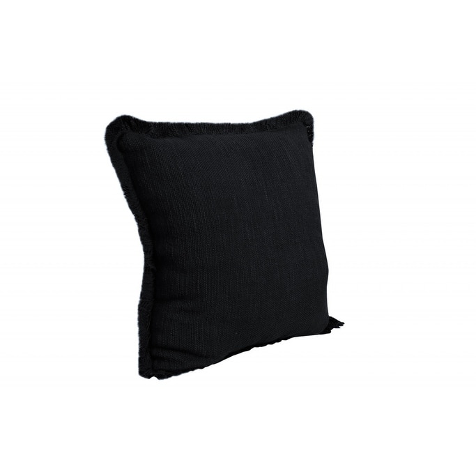 HomeRoots 20" X 20" Jet Black 100% Cotton Zippered Pillow