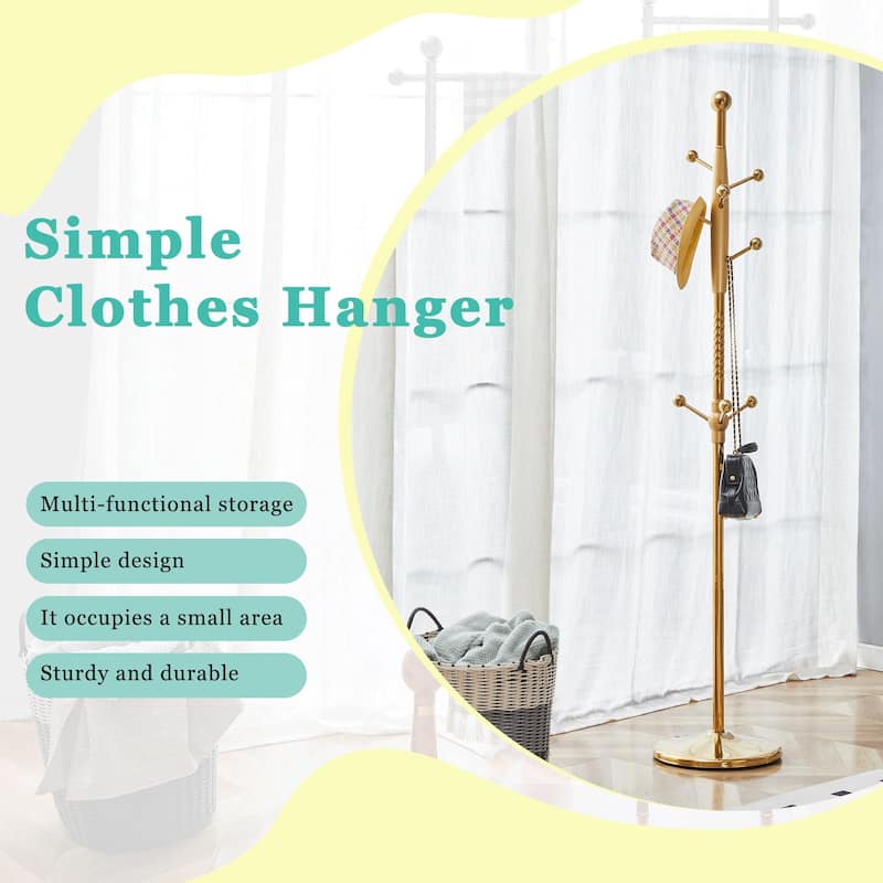 Main Stainless Steel Spray Painted Hanger Coat Rack, Solid Wood Reinforcement At The Bracket, With Detachable Bracket
