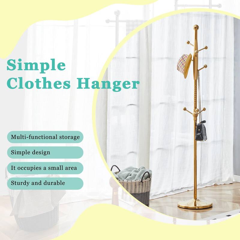 Modern Stainless Steel Coat Rack Multifunctional Spray-Painted Hanger with Detachable Bracket, for Bedroom