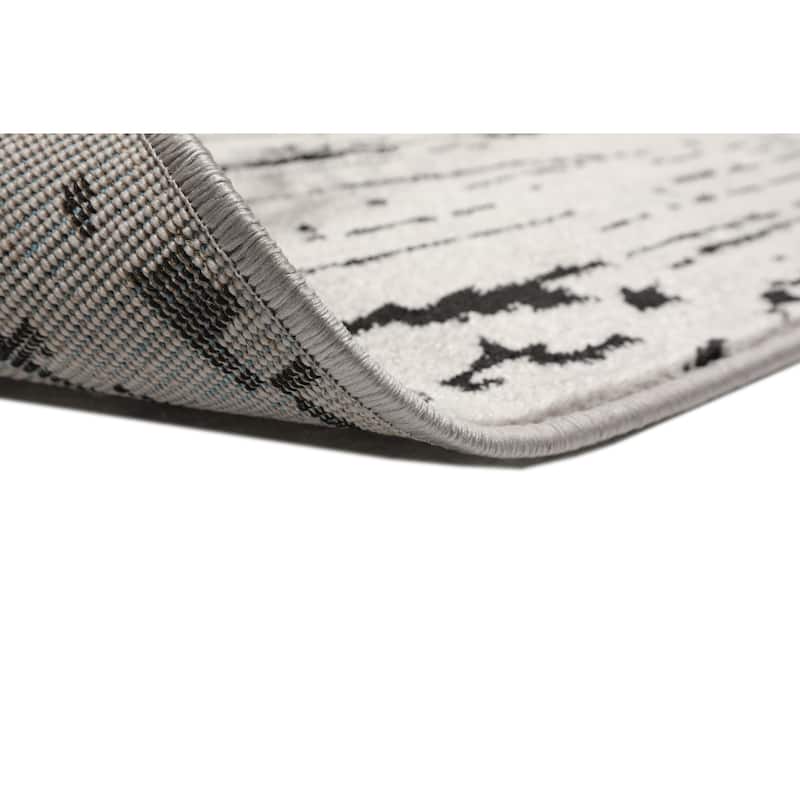 Gray Polypropylene Lisette Modern Oriental Area Rug