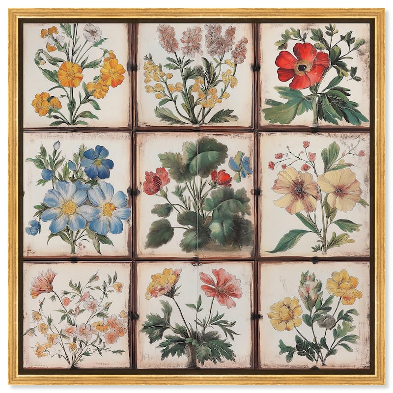 Floral Mosaic Medley Canvas by Art Remedy - 20" x 20" - Gold