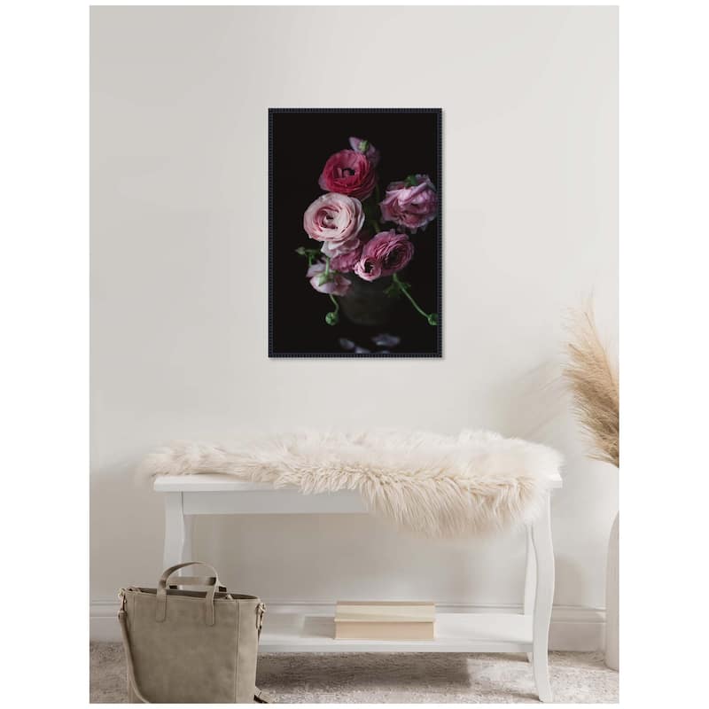 Kate and Laurel Sylvie Moody Dark Pink Floral Bouquet Framed Canvas by Kristy Campbell