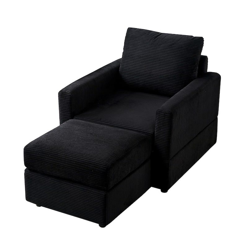 Upholstered Accent Chair Sofa Chaise Couch Chair with Ottoman