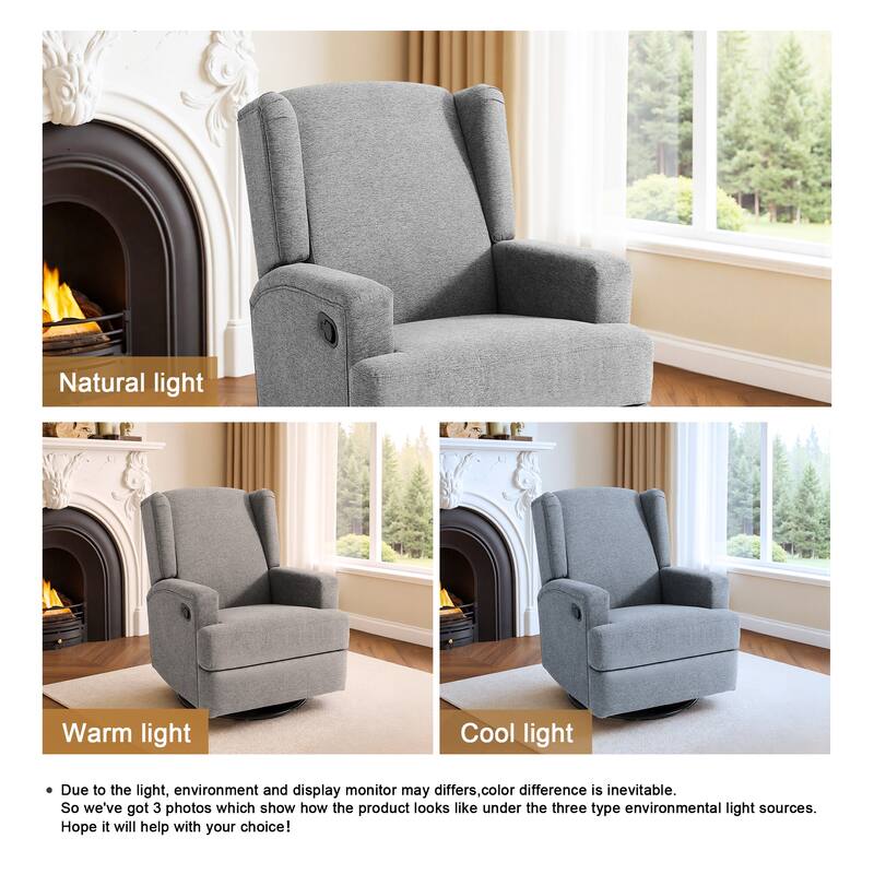 UIXE Upholstered Chenille/Boucle Swivel Glider Rocker Recliner