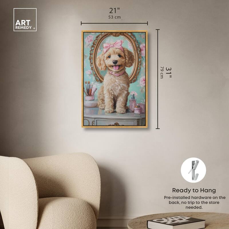 Puppy at the Vanity Canvas by Art Remedy