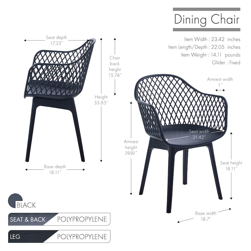 Porthos Home Miro Dining Chairs Set Of 2, Plastic Shell And Legs