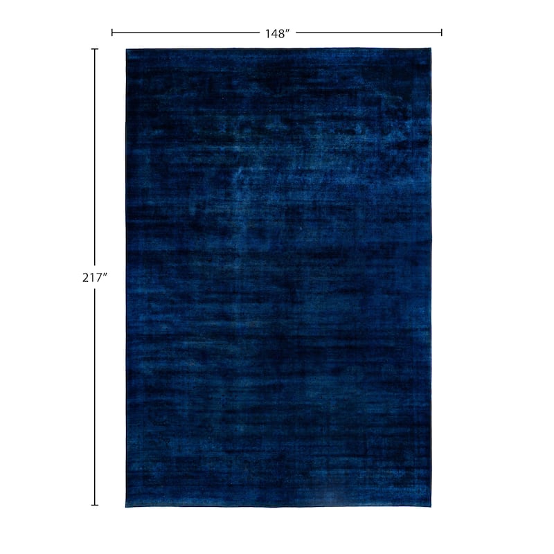 Overdyed One-of-a-Kind Hand-Knotted Area Rug - Blue - 12' 4" x 18' 1"