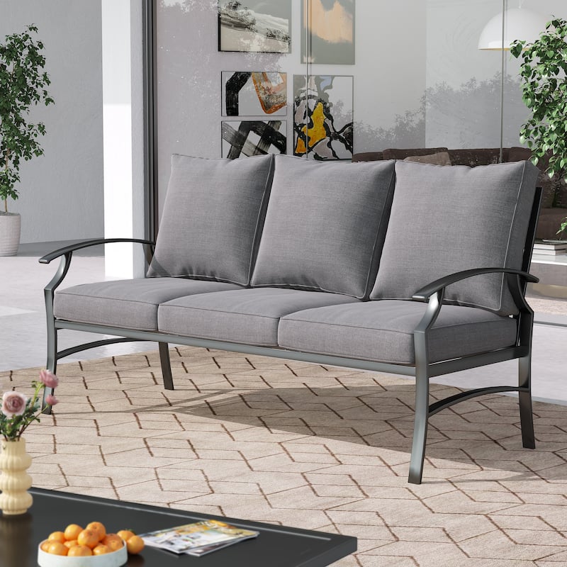 DREAMSIDEA Outdoor 3-Seat Sofa Armchair - GRAY