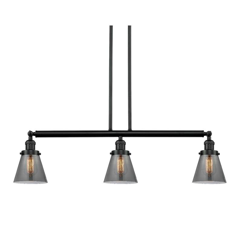 Innovations Lighting Small Cone 3 Light 39" Wide Linear Chandelier - Oil Rubbed Bronze / Smoked