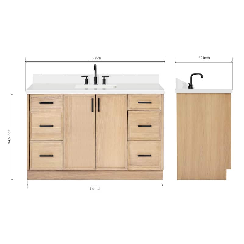 Ariel K55WQRVO Kelly 55" Free Standing Single Basin Vanity Set with