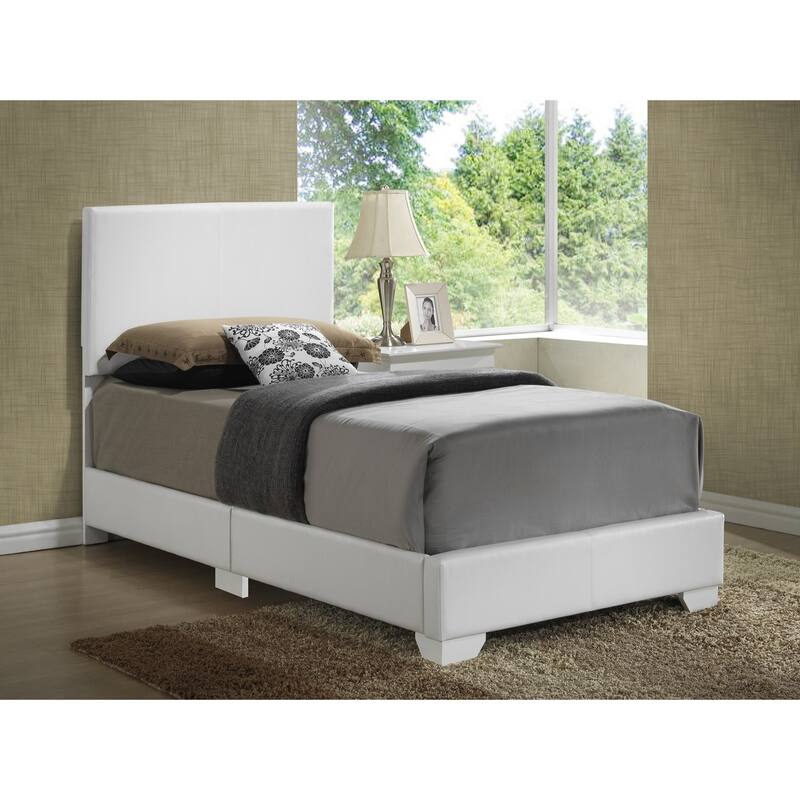 Faux Leather Upholstered Panel Twin Bed - 81" - White