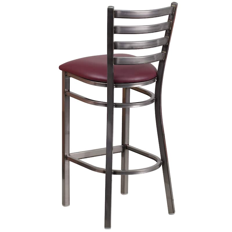 Clear Coated Ladder Back Metal Restaurant Barstool - 17"W x 18"D x 42.25"H