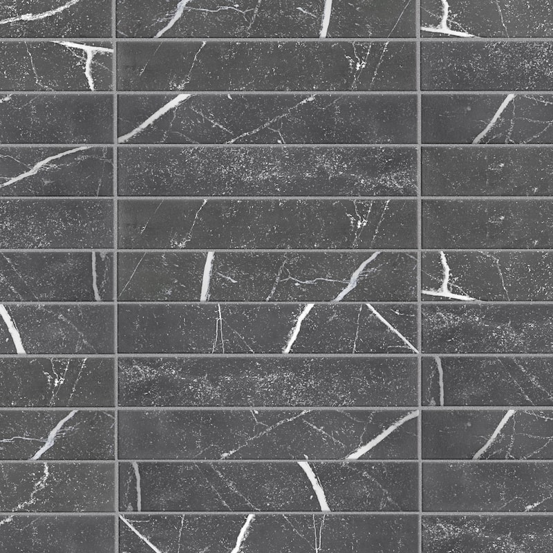 Merola Tile Tinos Black 3-1/8" x 17-3/8" Porcelain Floor and Wall Tile
