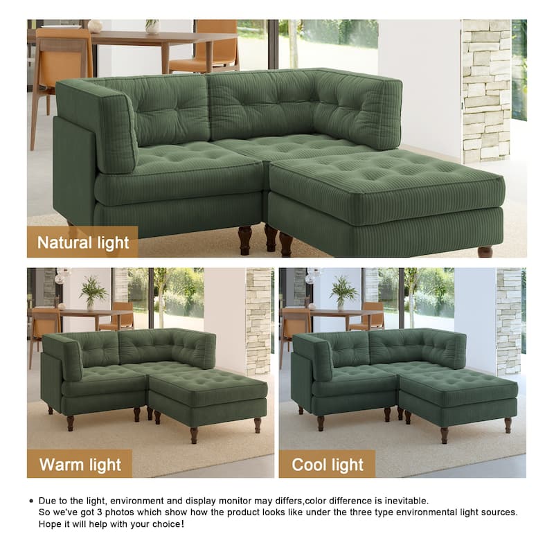 Oversized Sofa Corduroy Tufted Modular Sectional Set