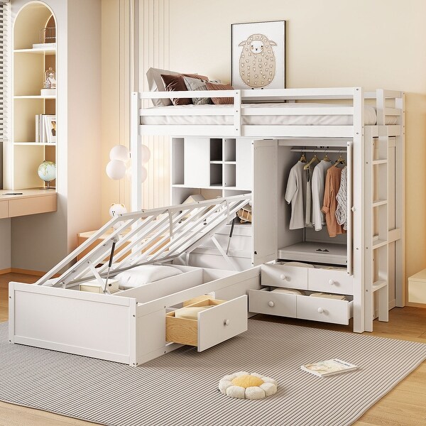 Bunk bed with wardrobe and storage discount