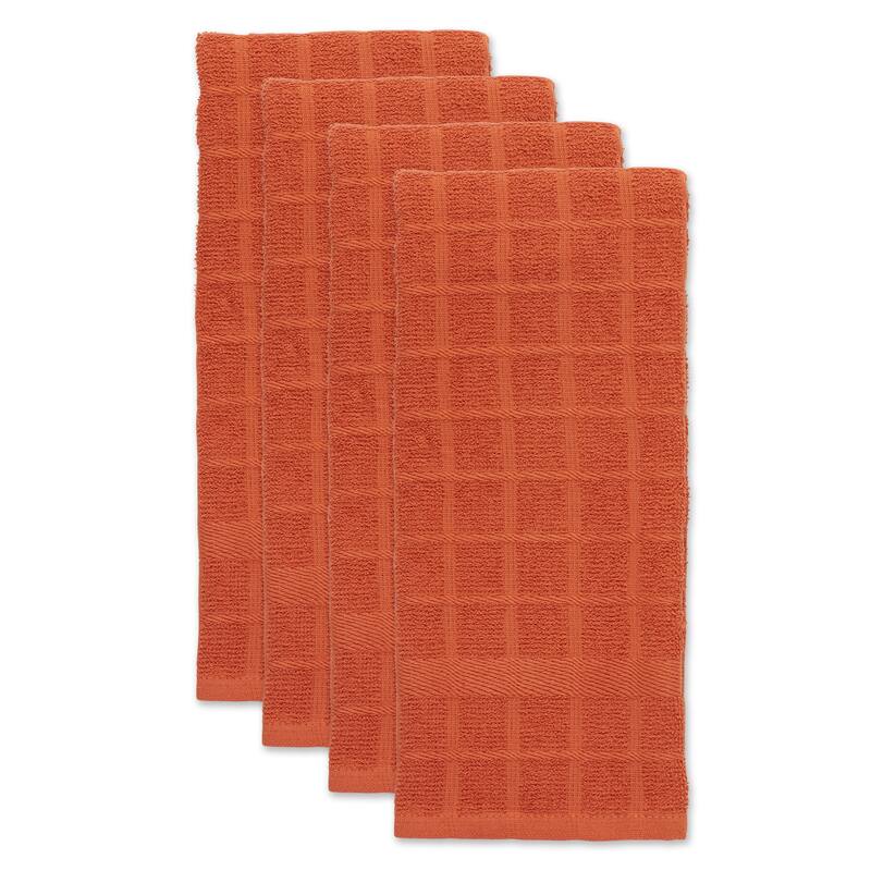 DII Solid Honey Gold Windowpane Terry Dishtowel 4 Piece