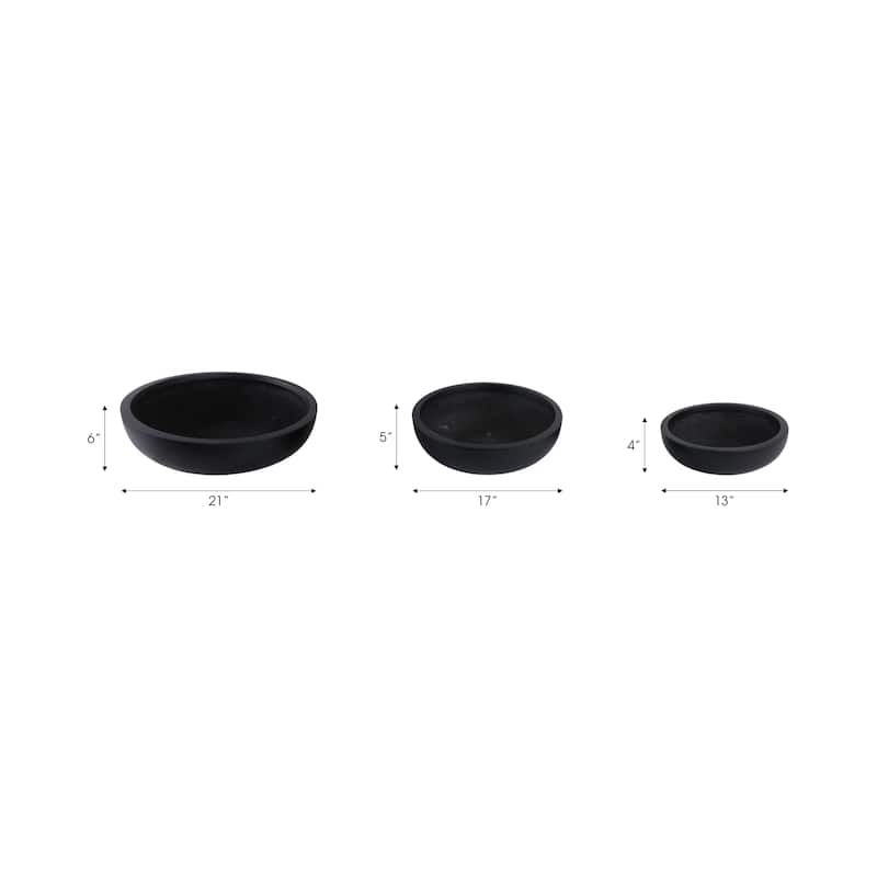 Resin Bowl Planters Round Decorative Plant Containers (Set of 3) - 21" x 21" x 6"