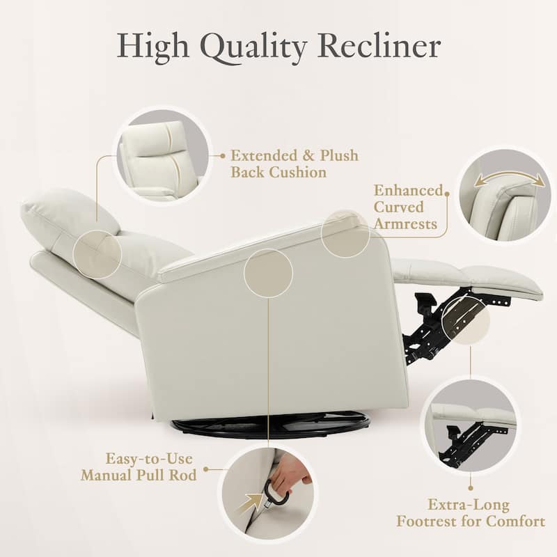 Fabric Recliner Sofa Chair Swivel Rocking Footrest-Single Seat for Living Room