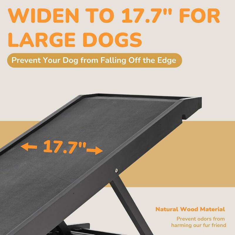 DoCred Folding Non-Slip Rubber Mat Wooden Dog Ramp For High Bed