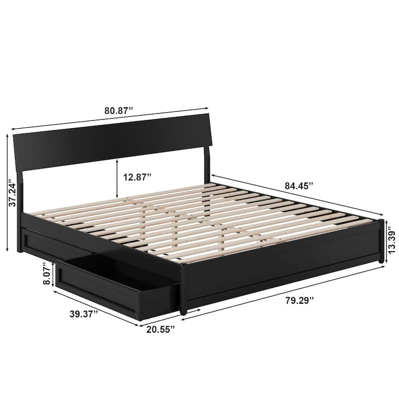 Norla Wood Platform Bed with Storage Drawers