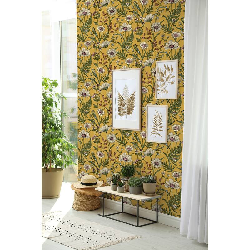 Fine Decor Arden Mustard Wild Meadow Wallpaper