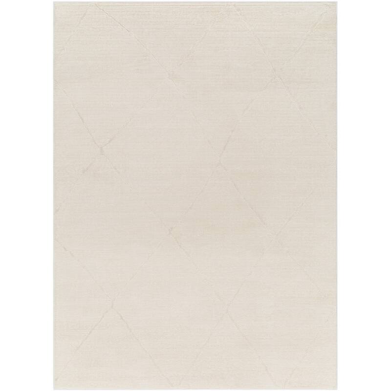 Livabliss Alder Machine Washable Subtle Trellis Area Rug.