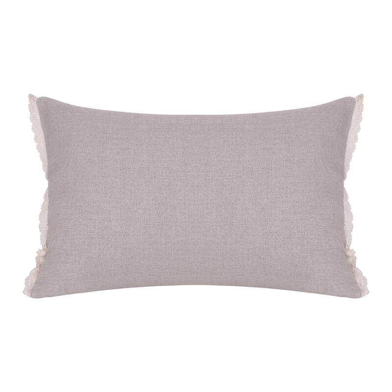 Natural and Ivory Throw Pillow with Embroidery