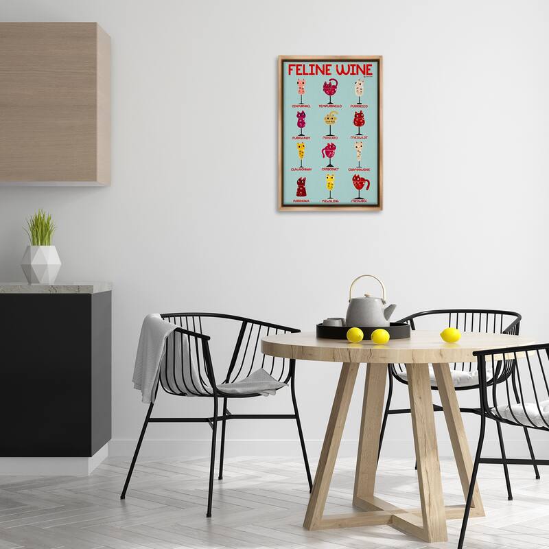 Stupell Clever Feline Wine Drinks Framed Floater Canvas Wall Art Design By Carrie Cantwell