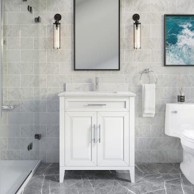 Jackson 30-inch Single Bathroom Vanity with Engineered Stone Top and Drawer Organizer