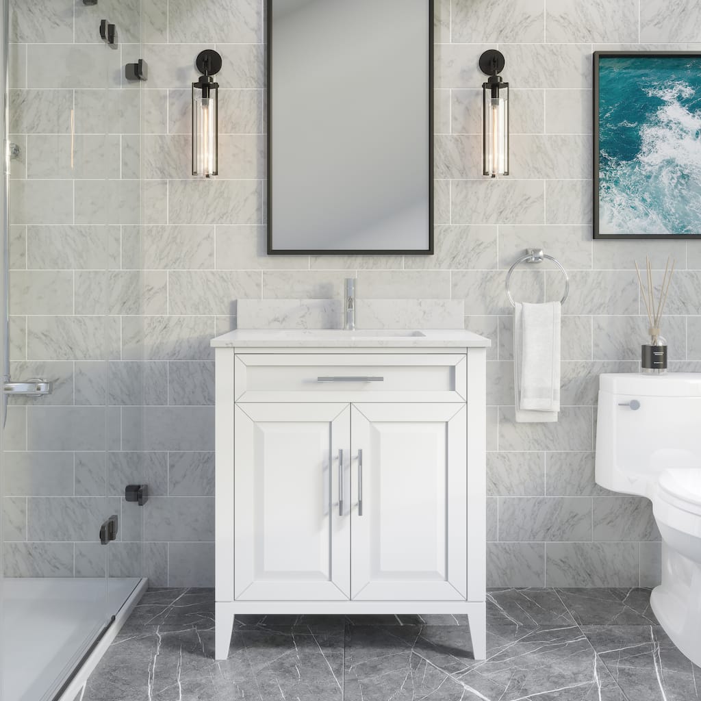 Jackson 30-inch Single Bathroom Vanity with Engineered Stone Top and Drawer Organizer