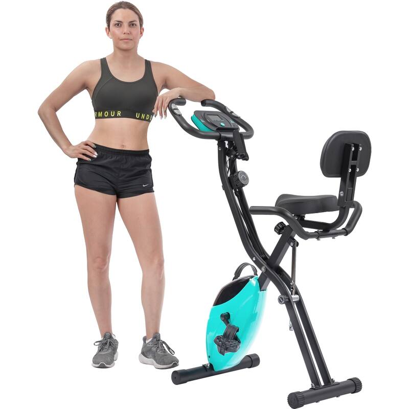 Upright Folding Exercise X-Bike with 16-Level Adjustable Resistance
