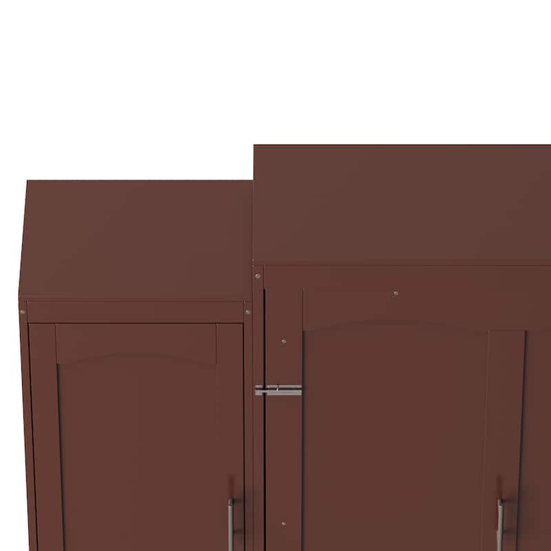 Murphy Bed, Wooden Wall Bed with 2 Wardrobe and Storage Shelf